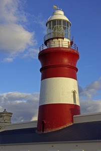 rosso, faro, bianco, cielo, lanterna, nuvole, finestre, tetto, torre, ringhiera
