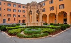 archi, verde, aiuole, finestre, aiuola, siepi, arancione, palazzo, siepe, portico, tempietto