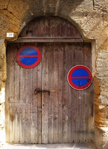 porta, legno, segnali, portone, divieto, cartelli, numero, catenaccio, due, cerchi, divieti