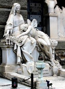 cimitero, angelo, marmo, tomba, bianco, scultura, statue, statua, ali, madonna, catena, monumento, lumino, lampade, scritte, dolore