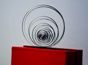 rosso, spirale, scatola, molla, curve, acciaio, cerchi