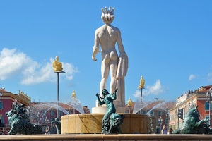 fontana, statue, acqua, cielo, statua, tori, monumento, nudo, bianco