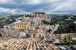 panorama, tegole, cupola, case, tetto, cielo, città, campanile, borgo, nuvole, tetti, alberi, paesaggio, chiesa