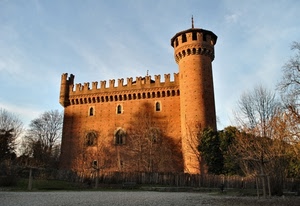 castello, torre, merli, alberi, finestre, cielo