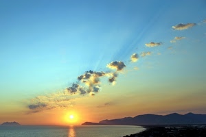 nuvole, mare, cielo, sole, tramonto, montagne, alba, costa, arancione, riflesso, isola, acqua, silhouette, panorama, raggi