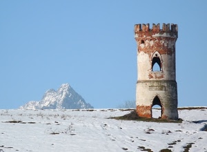 torre, neve, montagna, merli, bianco, cielo, inverno, montagne
