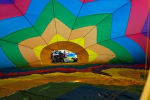 colori, mongolfiera, verde, persone, interno, pallone