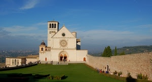 prato, chiesa, basilica, campanile, assisi, cielo, muro, verde