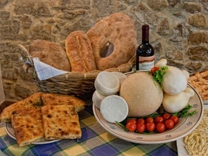 pane, vino, focaccia, pomodori, formaggio, cibo, formaggi, piatto, pomodoro