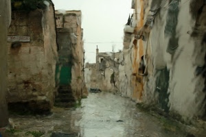 pioggia, strada, case, vicolo, paese, vetro, acqua, muri, porte