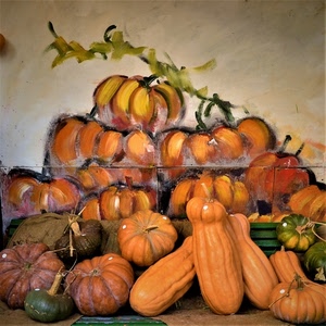 zucche, verde, arancione, dipinto, ortaggi, disegno, zucca, arancio