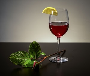 limone, calice, bicchiere, vino, foglie, rosso, rosa, aperitivo, vetro