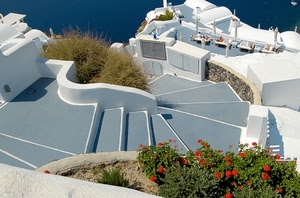 mare, bianco, scala, fiori, gradini, scalinata, grigio, scale, lettini, azzurro, case