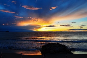 mare, tramonto, nuvole, cielo, onde, acqua, alba, sole