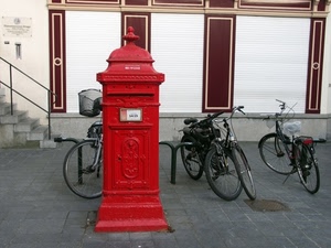 rosso, biciclette, posta, scala, bianco, gradini, bicicletta, cassetta, buca