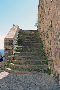 scala, muro, gradini, scale, ombra, pietra, cielo, pietre, scalinata, erba, sassi, parapetto