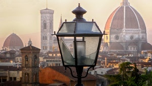 lampione, campanili, campanile, cupola, firenze, cupole, tetti, vetro, duomo, città, case, alberi, giotto, chiese, verde, cupolone, rotto, foschia, panorama
