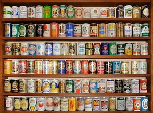 lattine, birra, collezione, colori, birre, scaffale, raccolta, tanti, lattina, ripiani, bevande, esposizione
