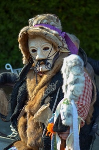 cappello, maschera, pelliccia, occhi, viola, bianco, baffi, carnevale, rosso, befana, abiti, persona, stola