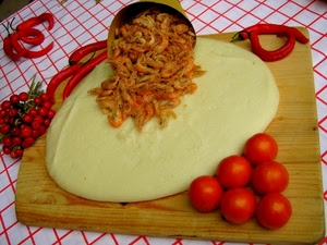 pomodori, tagliere, polenta, gamberi, rosso, peperoncini, cibo, gamberetti, legno