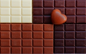 cuore, cioccolato, bianco, marrone, fondente, quadretti, latte, rettangoli, dolce, tavolette, cibo, cioccolata