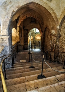 discesa, scale, archi, corrimano, gradini, scala, portico, scalini, scalinata, arco, prospettiva