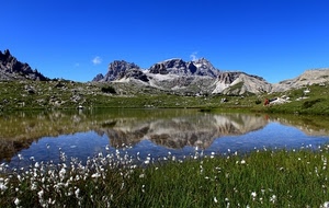 fiori, erba, cielo, lago, montagna, verde, acqua, azzurro, riflesso, riflessi, montagne, bianco, rocce, piante, laghetto, panorama